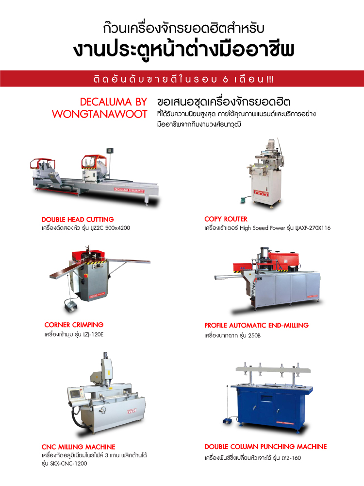 ก๊วนเครื่องจักรยอดฮิตสำหรับงานประตูหน้าต่าง